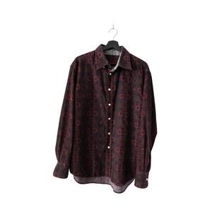Robert Graham Print All Over Corduroy Button Down Shirt Men's Size Large
